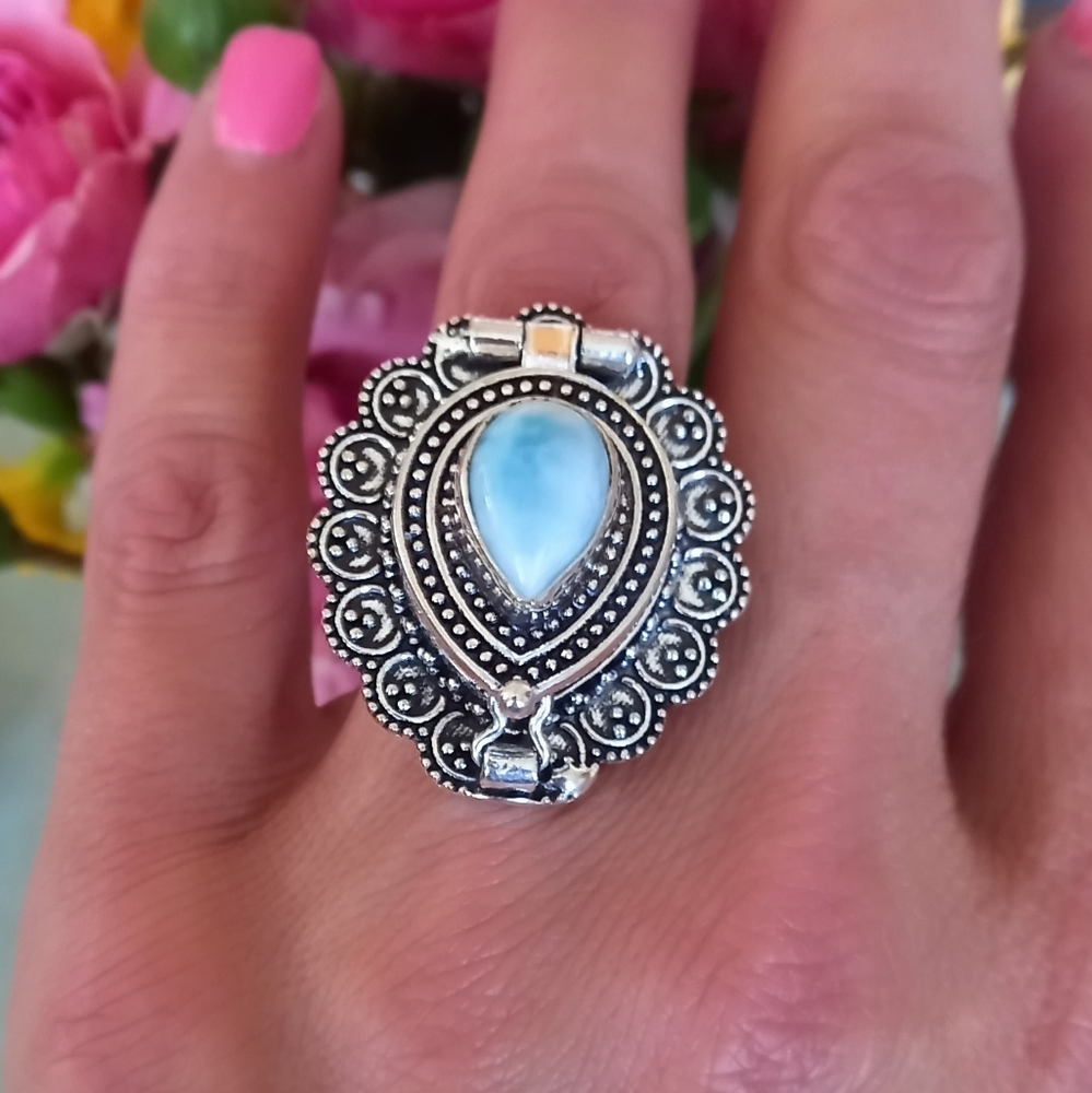Poison Box Larimar Ring - Picture 1 of 7